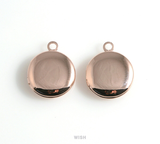 Elegant Round Rose Gold Locket, Round Locket Charm / MRG-474-P