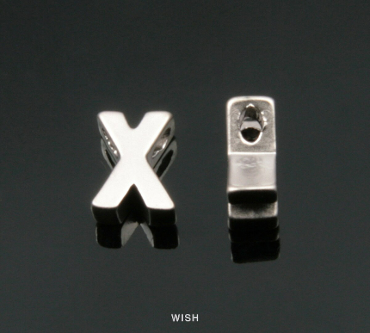 Upper Case Letter "X" in Matte Rhodium, Capital Letter "X" /MMRH-001-B (X)