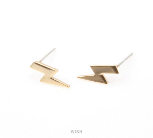 Thunder and Lightning Stud Earrings in Matte Gold, Lightning studs / MMG-243-E