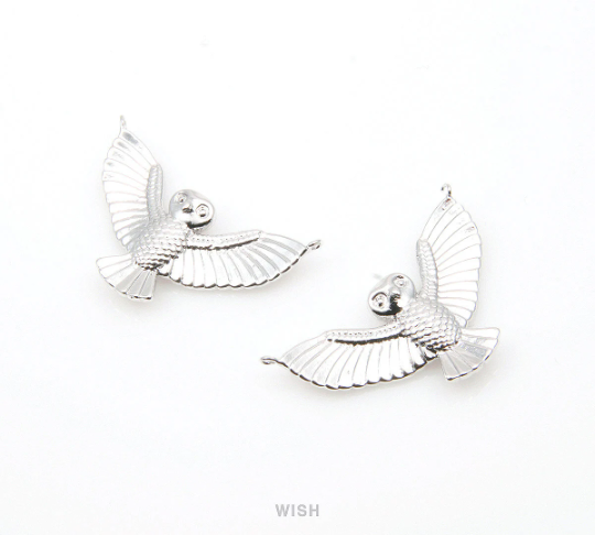 Owl Pendant in Rhodium, Gold Owl Charm / MRH-283-P