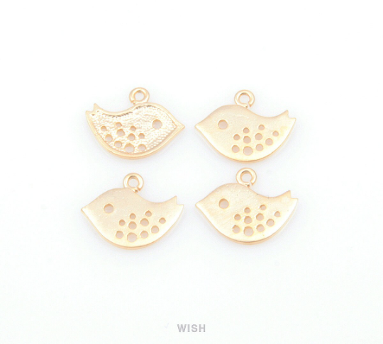 Small Sparrow Pendants in Matte Gold, Bird Charms / MMG-109-P (Small)