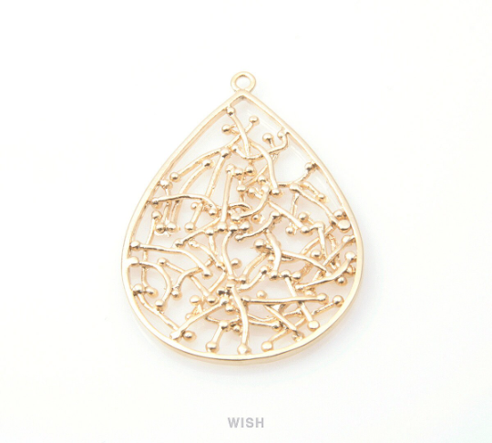 Teardrop Pendants in Matte Gold, Ball Pins in Teardrop Charms / MMG-177-P