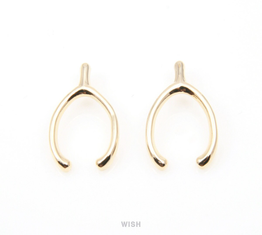 Wishbone Pendants in Gold, Wishbone Charms / MG-025-P