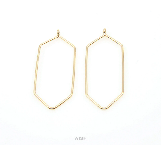 Open Hexagon Wire Pendant in Gold, Open Hexagon Charm/ MG-287-P