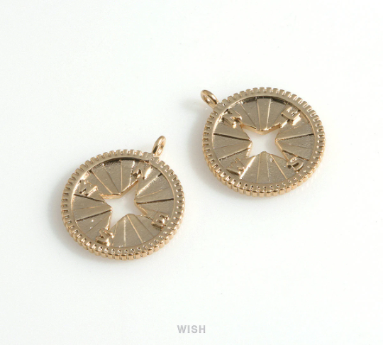 Compass Charm in Matte Gold, Compass Disc Pendants / MMG-610-P