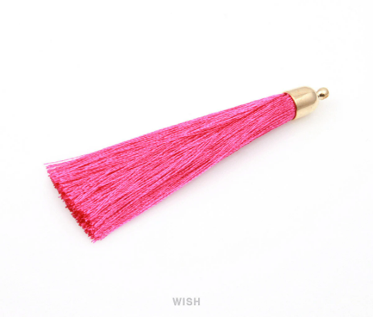 Fuchsia Thread Tassel with Bell Cap in Gold / TFSG-003-T (Large)