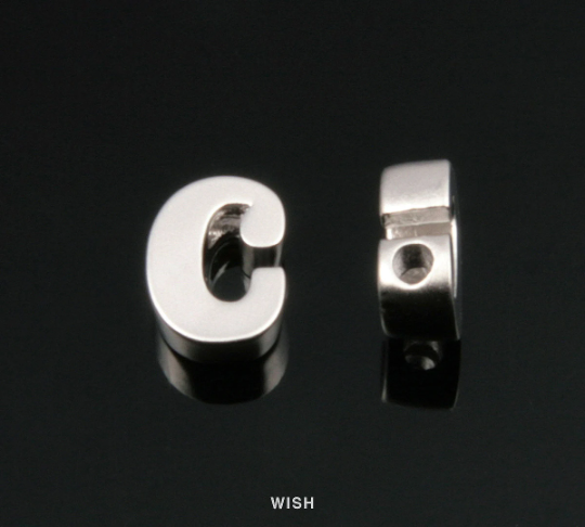 Lower Case Letter "c" in Matte Rhodium, Small Letter "c" / MMRH-002-B (c)