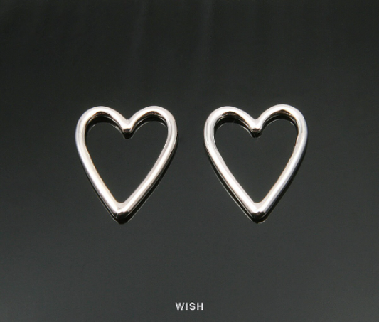 Heart Outline Pendants in Rhodium, Heart Charm / MRH-013-P