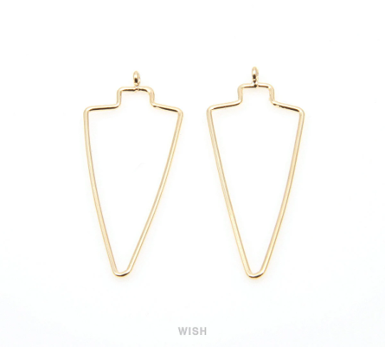 Open Arrow Wire Pendant in Gold, Open Arrow Charm / MG-288-P