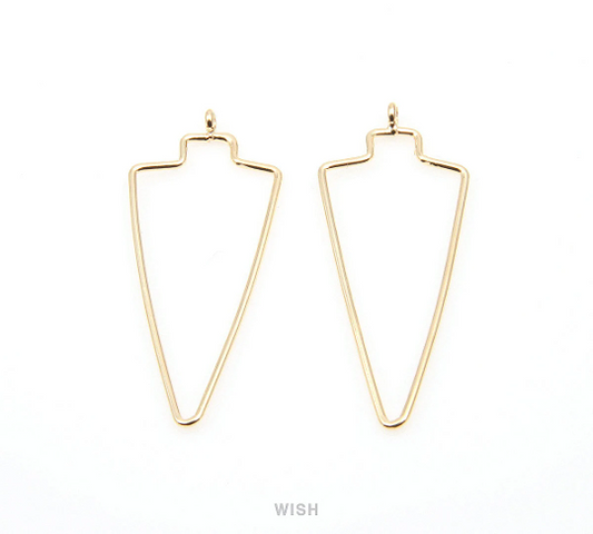 Open Arrow Wire Pendant in Gold, Open Arrow Charm / MG-288-P