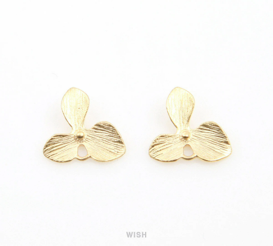 Orchid Flower Leaf Connectors in Matte Gold, Bottom Orchid Leaf