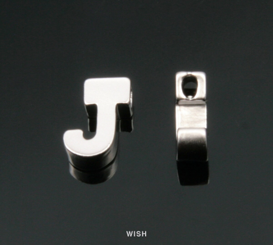 Upper Case Letter "J" in Matte Rhodium, Capital Letter "J" / MMRH-001-B (J)