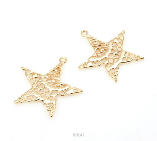 Mesh Star Pendant in Matte Gold, Star Charm / MMG-295-P