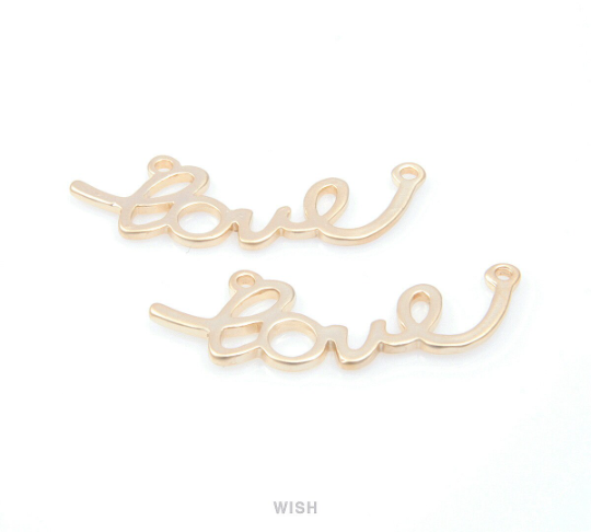 Love in Cursive Letter Pendants in Matte Gold, Cursive Script Charms / MMG-113-P