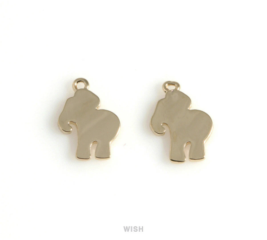 Elephant Pendant in Gold, Gold Blank Elephant Charm /MG-539-P