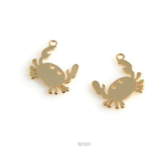 Crab Pendants in Matte Gold, Gold Crab Charm / MMG-491-P