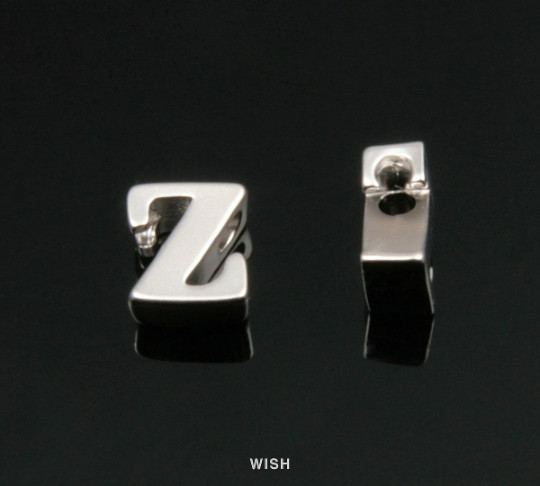 Lower Case Letter "z" in Matte Rhodium, Small Letter "z" / MMRH-002-B (z)