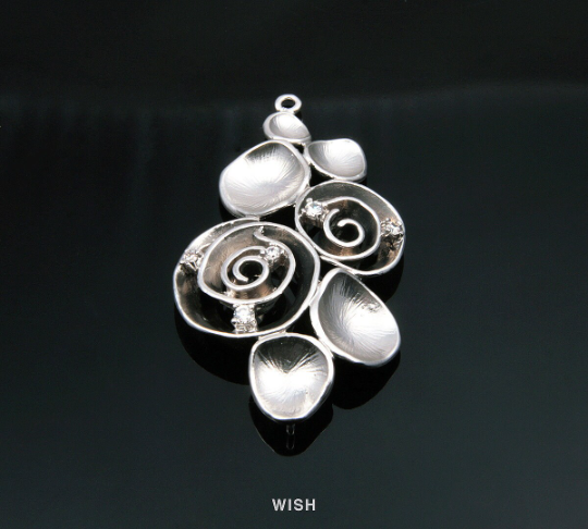 Rose Bouquet Connectors in Matte Rhodium, Rose Charms / MMRH-056-C