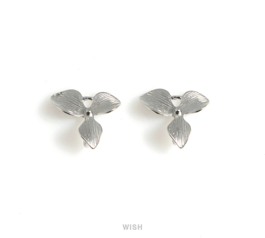 Orchid Flower Leaf Connectors in Matte Rhodium, Bottom Orchid Leaf / MMRH-071-C