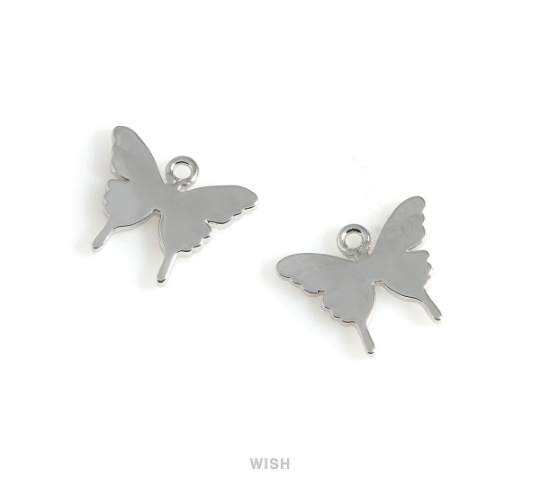 Butterfly Pendant in Rhodium, Silver Blank Butterfly Charm / MRH-541-P