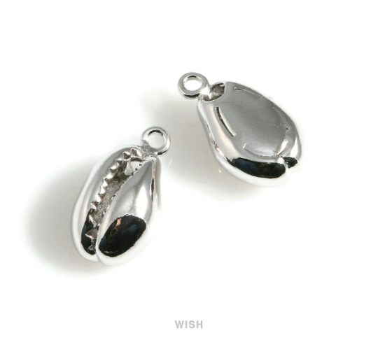 Seashell Pendants in Rhodium, Gastropod Shell Charm /MRH-504-P