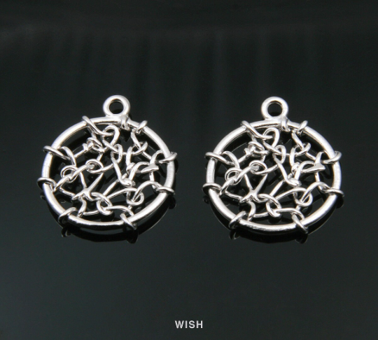 Dream Catcher Pendants in Matte Rhodium, Dreamcatcher Charm / MMRH-342-P