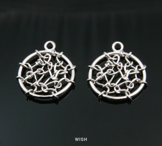 Dream Catcher Pendants in Matte Rhodium, Dreamcatcher Charm / MMRH-342-P