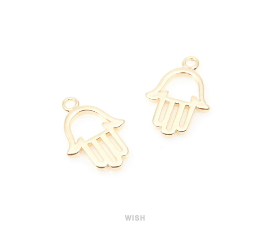 Hamsa Pendants in Gold, Hands Charms / MG-012-P