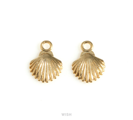 Dainty Shell Charms in Gold, Shell Pendants / MG-653-P