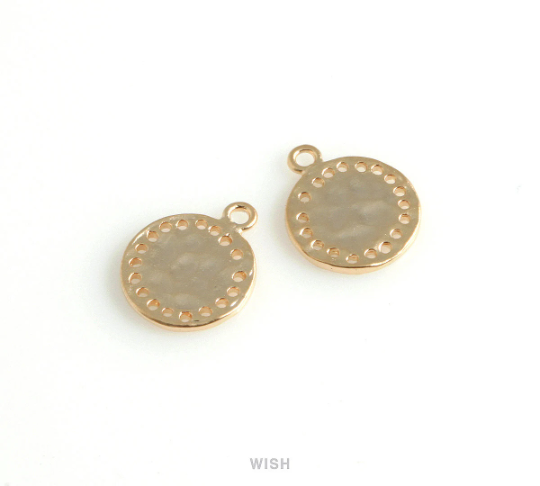 Hammered Disc Pendants in Matte Gold, Hammered Coin Charm / MMG-448-P
