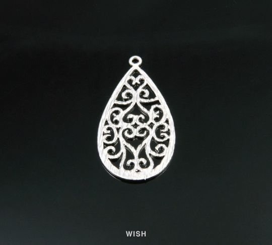 Oriental Pattern Teardrop Pendant in Matte Gold, Oriental Teardrop Charm / MMG-194-P