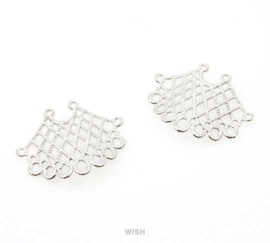 Lace Frill Pendants in Rhodium, Lace Charms /MRH-023-P