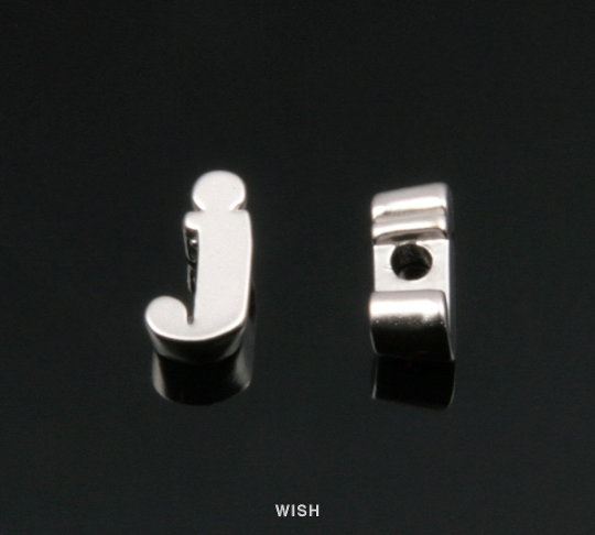 Lower Case Letter "j" in Matte Rhodium, Small Letter "j" / MMRH-002-B (j)