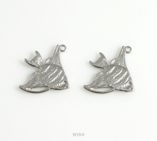 Angel Fish Pendants in Matte Rhodium, Angel Fish Charm / MMRH-590-P