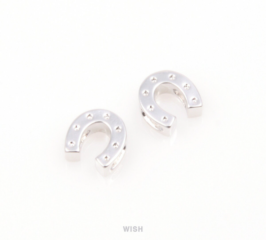 Horseshoe in Rhodium, Horseshoe Beads / MRH-066-B