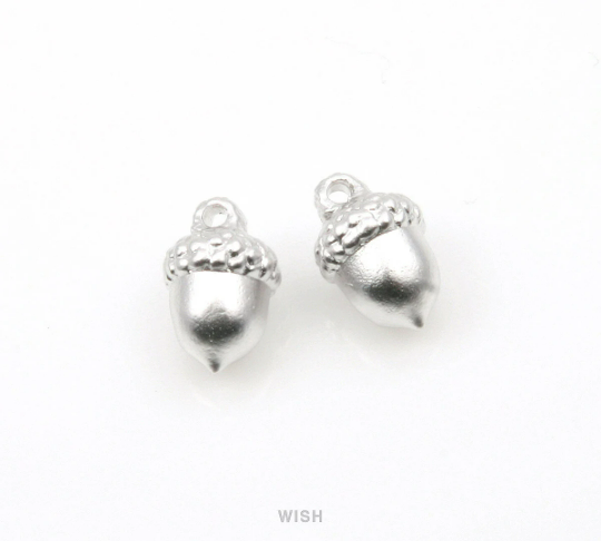 Acorn Pendant in Matte Rhodium, Acorn Charm / MMRH-245-P