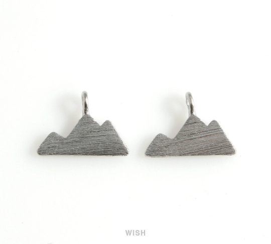 Mountain Pendants in Matte Rhodium, 3 Peak Mountain Charm / MMRH-489-P