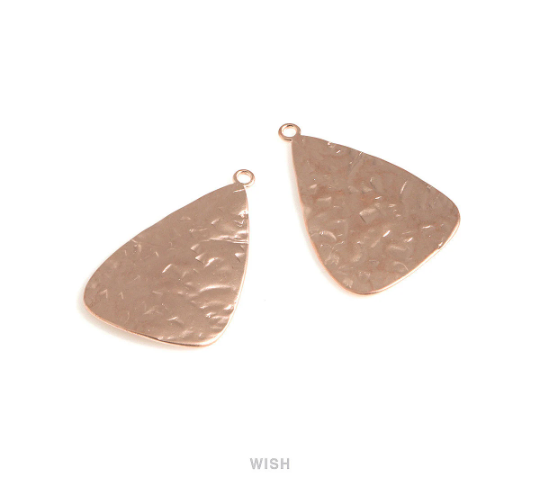 Hammered Triangle Pendants in Matte Rose Gold, Triangle Charms / MMRG-166-P