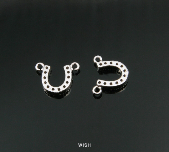Horseshoe Cubic Zirconia Pendant in Rhodium, Horseshoe CZ Charm / CRH-069-P