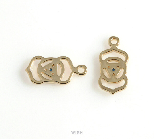 Third Eye Chakra with CZ Pendants in Gold, The 6th Chakra Charm / MG-498-P