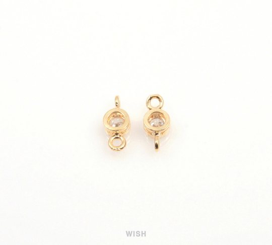 Round Cubic Zirconia Connector in Gold, Round Shape Cubic Zirconia / CG-047-P