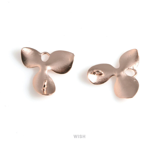 Orchid Flower Petal Connectors in Matte Rose Gold, Floral Charms / MMRG-035-C