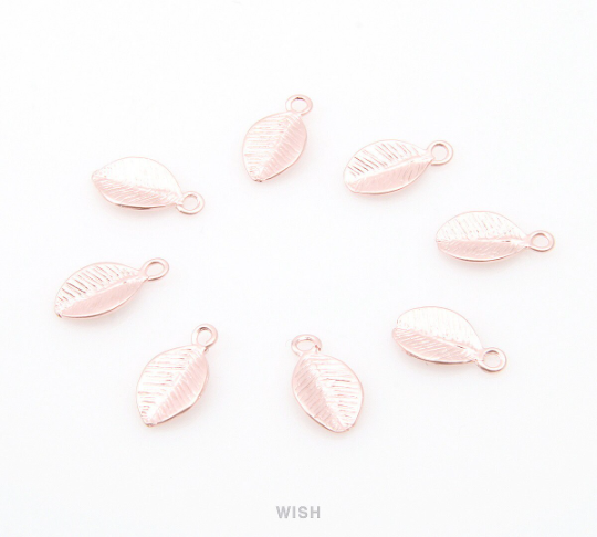 Small Leaves Pendants in Matte Rose Gold, Leaves Charms / MMRG-027-P (8 pcs)