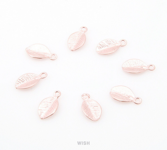 Small Leaves Pendants in Matte Rose Gold, Leaves Charms / MMRG-027-P (8 pcs)