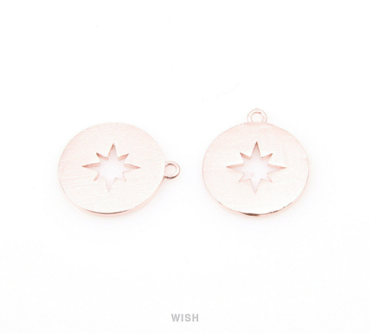 Compass Pendants in Matte Rose Gold, Compass Charm / MMRG-075-P