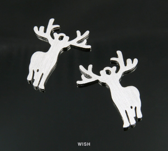 Reindeer Pendants in Matte Rhodium, Reindeer Charm / MMRH-332-P