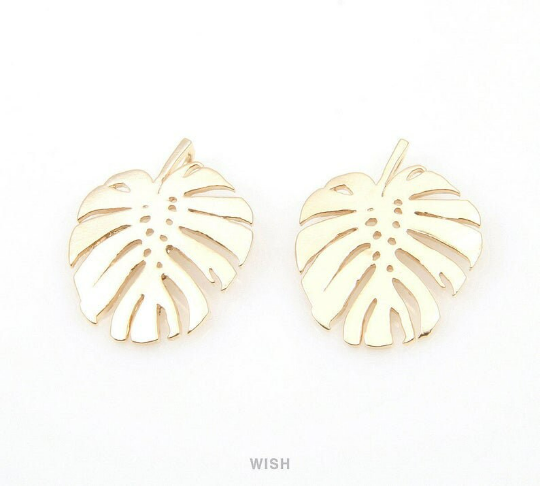 Monstera Pendants in Matte Rose Gold, Monstera Leaf Charm/ MMRG-017-P