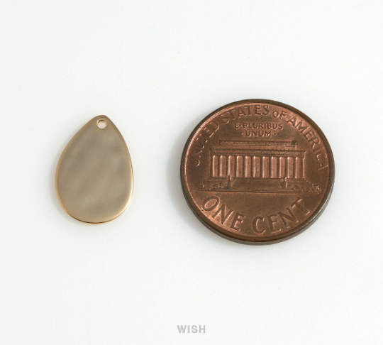 Small Hammered Drop Charm in Matte Gold, Hammered Teardrop Pendants /MMG-631-P