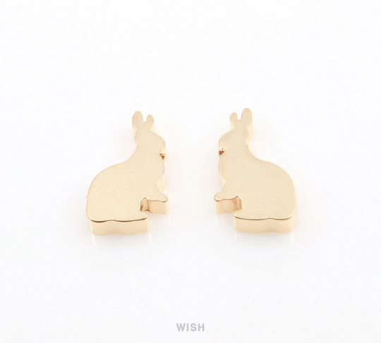 Rabbit Beads Pendants in Gold, Bunny Beads / MG-080-B