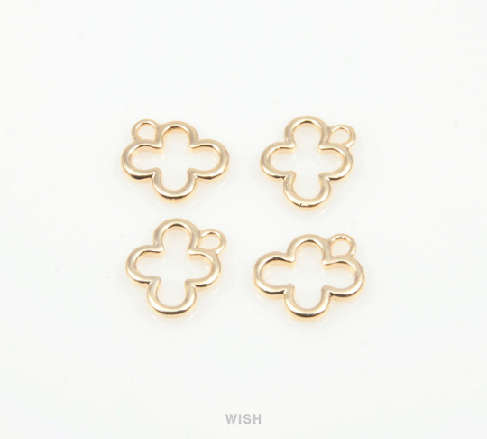 Tiny Clover Outline Pendants in Rhodium, Clover Outline Charms / MRH-163-P